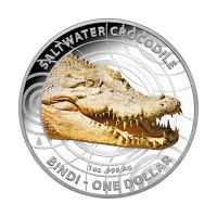 Australien - 1 AUD Krokodil Serie Bindi - 1 Oz Silber PP Color