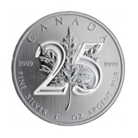 Kanada - 5 CAD Maple Leaf 25 Jahre - 1 Oz Silber