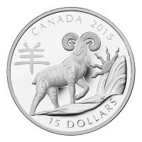 Kanada - 15 CAD Lunar Ziege 2015 - 1 Oz Silber