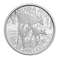 Kanada - 20 CAD Weiwedelhirsch mit Kitzen - 1 Oz Silber