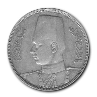 gypten - 10 Piaster Knig Faruk I. 1936-1952 - Silbermnze