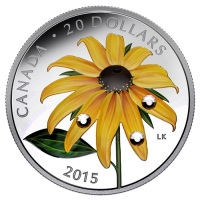 Kanada - 20 CAD Swarovski Black-eyed Susan 2015 - 1 Oz Silber
