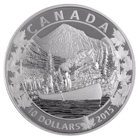 Kanada - 10 CAD Kanu berwltigende Berge 2015 - 1/2 Oz Silber