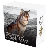 Kanada - 20 CAD Wolf 2015 - 1 Oz Silber Color