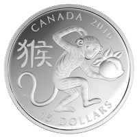 Kanada - 15 CAD Lunar Affe 2016 - 1 Oz Silber