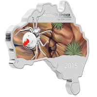 Australien - 1 AUD Map Shaped Serie Redback Spider 2015 - 1 Oz Silber PP Color