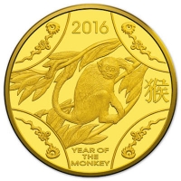 Australien - 10 AUD RAM Jahr des Affen 2016 - 1/10 Oz Gold PP