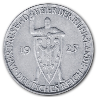 Deutsches Reich - 5 Mark Jahrtausendfeier der Rheinlande 1925 - Silbermnze