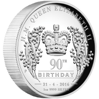Australien - 1 AUD 90. Geburtstag Queen Elisabeth 2016 - 1 Oz Silber HR