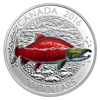 Kanada - 20 CAD Kanadische Lachse 3. Ausgabe 2016 - 1 Oz Silber