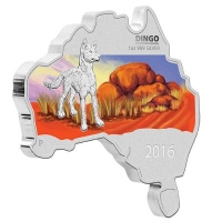Australien - 1 AUD Map Shaped Serie Dingo 2016 - 1 Oz Silber PP Color