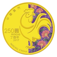 Macau - Lunar Hahn 2017 - 1/4 Oz Gold PP
