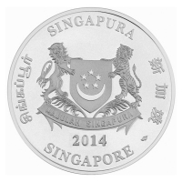 Singapur - 5 SGD Orchideen 2014 Coelogyne Rochussenii - 1 Oz Silber