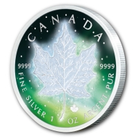 Kanada - 5 CAD Frozen Maple Leaf 2016 - 1 Oz Silber Rhodium