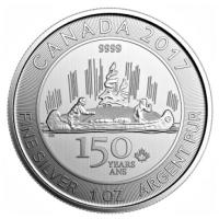 Kanada - 5 CAD 150 Jahre Voyageur Kanu 2017 - 1 Oz Silber