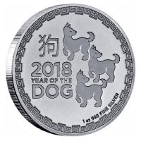 Niue - 2 NZD Lunar Jahr des Hundes 2018 - 1 Oz Silber