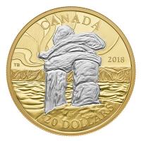 Kanada - 20 CAD Inukshuk 2018 - 1 Oz Silber Gilded