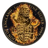 Grobritannien - 5 GBP Queens Beasts Burning Lion 2016 - 2 Oz Silber Ruthenium