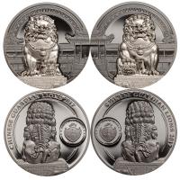 Palau - 20 USD Chinese Guardian Lions 2-Coin-Set 2017 - 4 Oz Silber