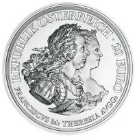 sterreich - 20 EUR Maria Theresia Gerechtigkeit und Hrte - 18g Silber PP