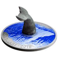 Kanada - 50 CAD Walflosse Skulpturmnze 2018 - 5 Oz Silber