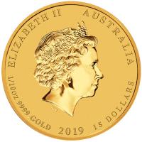 Australien - 15 AUD Lunar II Schwein 2019 - 1/10 Oz Gold
