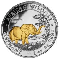 Somalia - African Wildlife Elefant 2019 - 1 Oz Silber Gilded