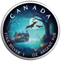 Kanada - 5 CAD Maple Leaf Halloween Haus 2018 - 1 Oz Silber Color