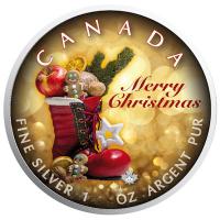 Kanada - 5 CAD Maple Leaf Merry Christmas 2018 - 1 Oz Silber Color