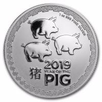 Niue - 2 NZD Lunar Jahr des Schweins 2019 - 1 Oz Silber