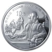 China - 10 Yuan William Shakespeare 1990 - Silber PP
