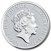Grobritannien 5 GBP Queens Beasts White Lion 2020 2 Oz Silber Rckseite