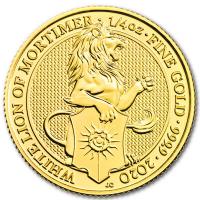 Grobritannien - 25 GBP Queens Beasts White Lion 2020 - 1/4 Oz Gold