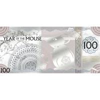 Mongolei - 100 Togrog Lunar Maus 2020 - Silber-Banknote