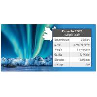 Kanada - 5 CAD Maple Leaf Polarlichter 1: Jaspar - 1 Oz Silber Color