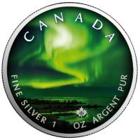 Kanada - 5 CAD Maple Leaf Polarlichter 2: Yellowknife Yukon - 1 Oz Silber Color