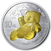 China - 10 Yuan Panda 2020 - 30g Silber Gilded