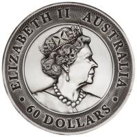 Australien - 60 AUD Kookaburra 2020 - 2 KG Silber HR Antik Finish
