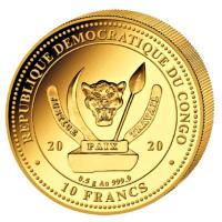 Kongo - 10 Francs Worlds Wildlife Wal 2020 - 0,5g Gold