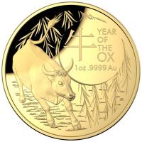 Australien - 100 AUD RAM Lunar Jahr des Ochsen 2021 - 1 Oz Gold PP