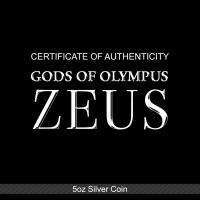 Tuvalu - 5 TVD Gods of Olympus: Zeus 2021 - 5 Oz Silber