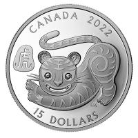Kanada 15 CAD Lunar Tiger 2022 1 Oz Silber Rckseite