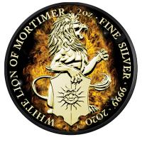 Grobritannien - 5 GBP Queens Beasts Burning White Lion 2020 - 2 Oz Silber Ruthenium