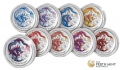 Sonderausgabe Farbdrachen Set - 9 * 1 Oz Silber - Box, CoA