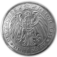 Deutsches Kaiserreich 3 Mark Universitt Breslau 1911 15g Silber Rckseite