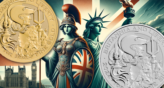 Britannia & Liberty in Gold & Silber