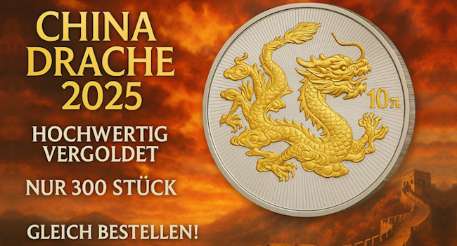 China Drache 2025 vergoldet!