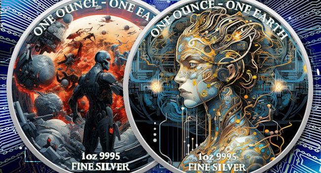 Künstliche Intelligenz Silber Coloriert