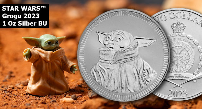 Star Wars Grogu in 1 Oz Silber