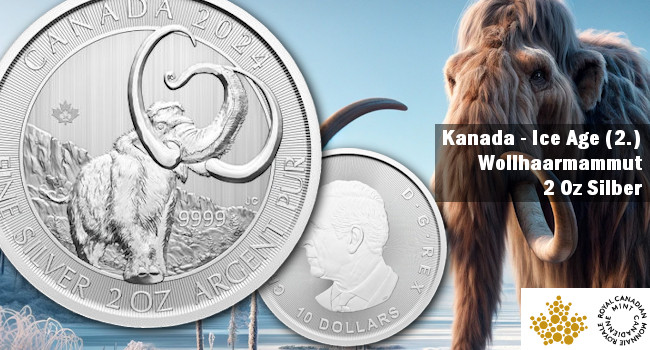 Kanada: Ice Age (2.) Wollhaarmammut in Silber